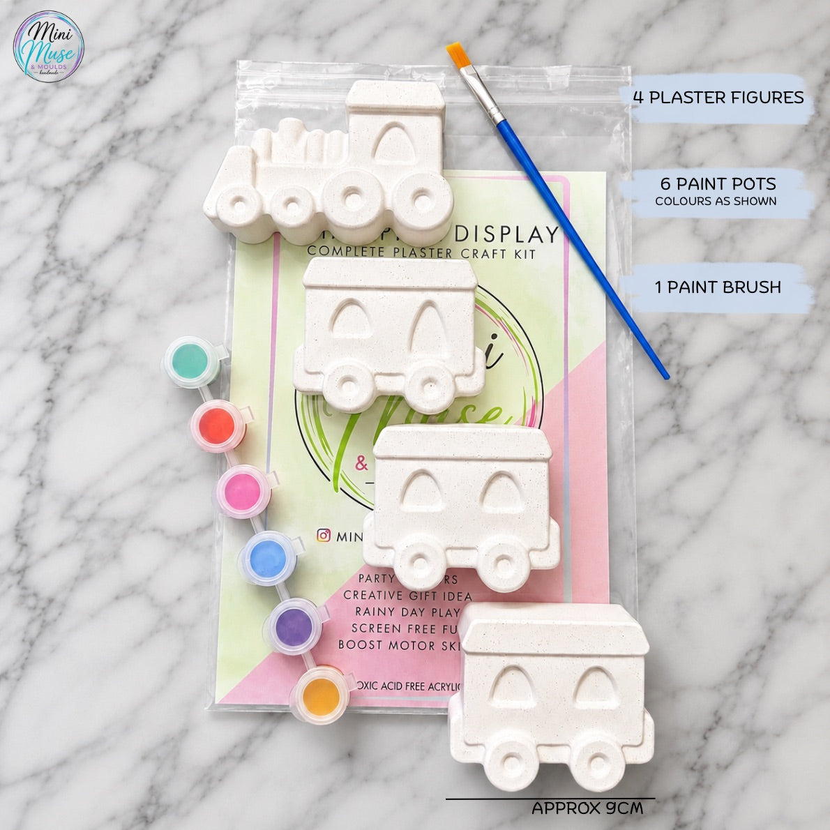 TINY TRAINS | Ready To Paint Plaster Craft Kit