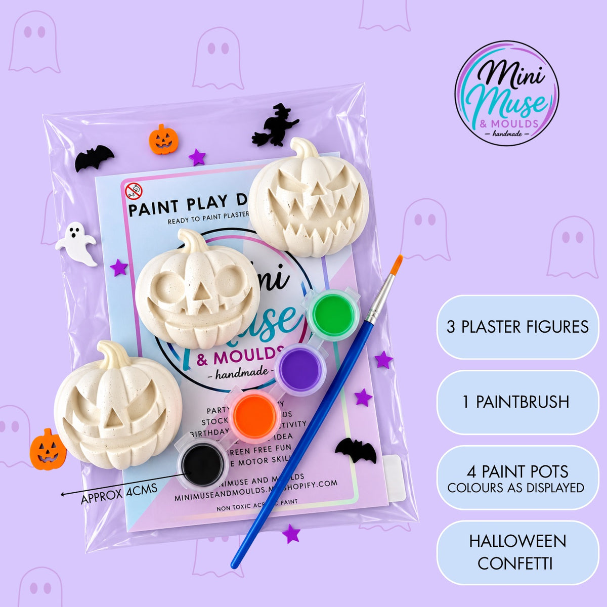 PRICKLY PUMPKINS | Ready To Paint Plaster Craft Kit Mini Muse & Moulds