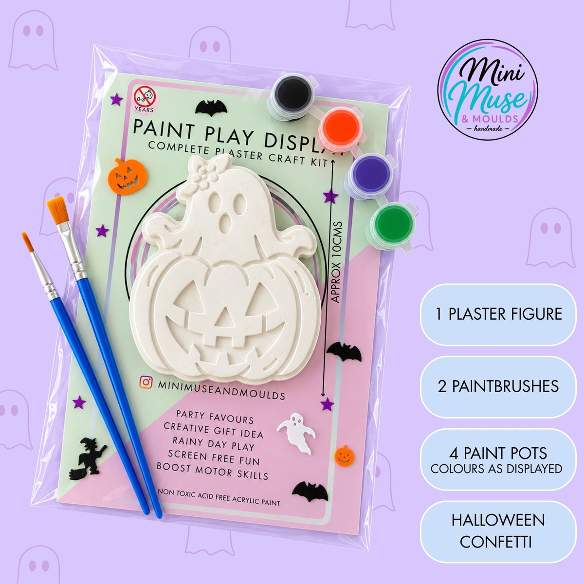 CUTIE BOO | Ready To Paint Plaster Craft Kit Mini Muse & Moulds